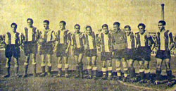 Los Herculanos del ascenso a primera (de izq a der.):Salvador, Moro, Oriols, Blázquez, Tatono, Dénez, Maciá, Pérez, Irles, Roldán y Múgica. 